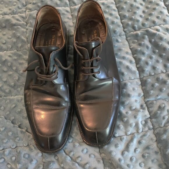 TO Boot New York lace up loafers size 9.5 brown guc leather - Picture 1 of 6